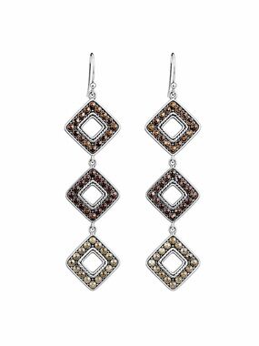 Anna Beck – Drop Dangle Earrings Geometric Multi Tone Stones – Sz. OS